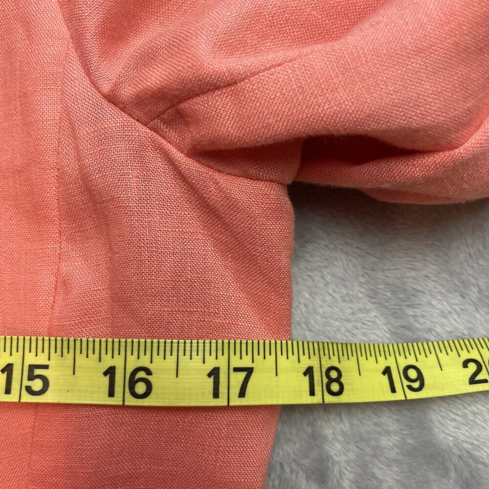 Banana Republic Womens Linen Blazer Jacket Size 2 Coral Lined Zip Sleeve Pleated - Picture 10 of 11